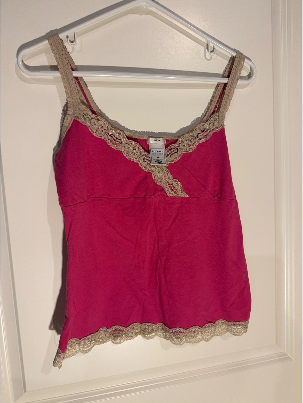 Old Navy Tiny Fit Pink Lace Trim Tank Top Medium